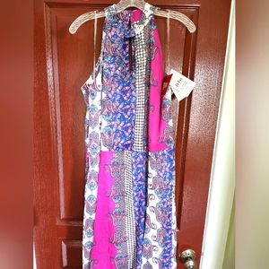 Reba hi-low hem, beaded neckline dress size large